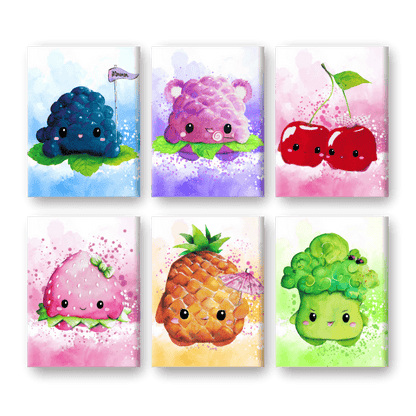 Malen nach Zahlen - 6 Mini-Gemälde | Kawaii Foods Set - by Tiny Tami
