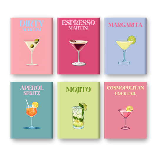 Malen nach Zahlen - Malen nach Zahlen – 6 Mini-Gemälde | Elegantes Cocktail-Set