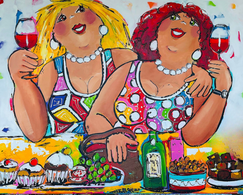 Fröhliche Malerei - Dicke Damen Getränke