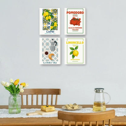 4 Mini-Gemälde | Italienischer Geschmack Set
