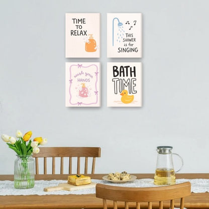 4 Mini-Gemälde | Badezimmer Zitate Set