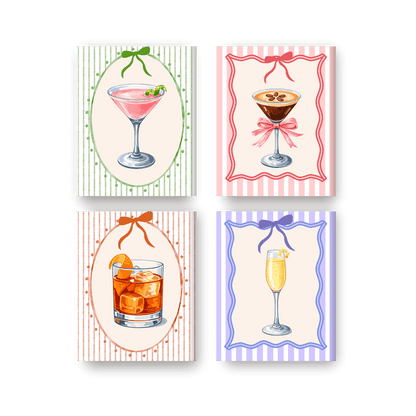 4 Mini-Gemälde | Bunte Cocktails Set - Malen nach Zahlen