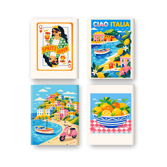 4 Mini-Gemälde | Ciao Italia Set - Malen nach Zahlen
