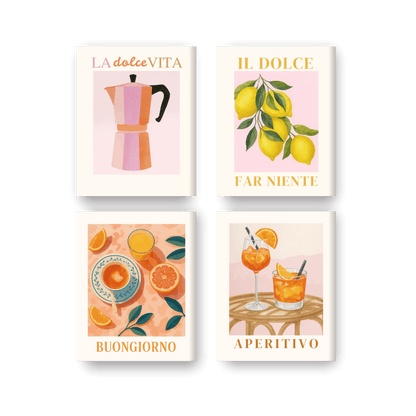 4 Mini-Gemälde | Italienische Dolce Vita Set - Malen nach Zahlen