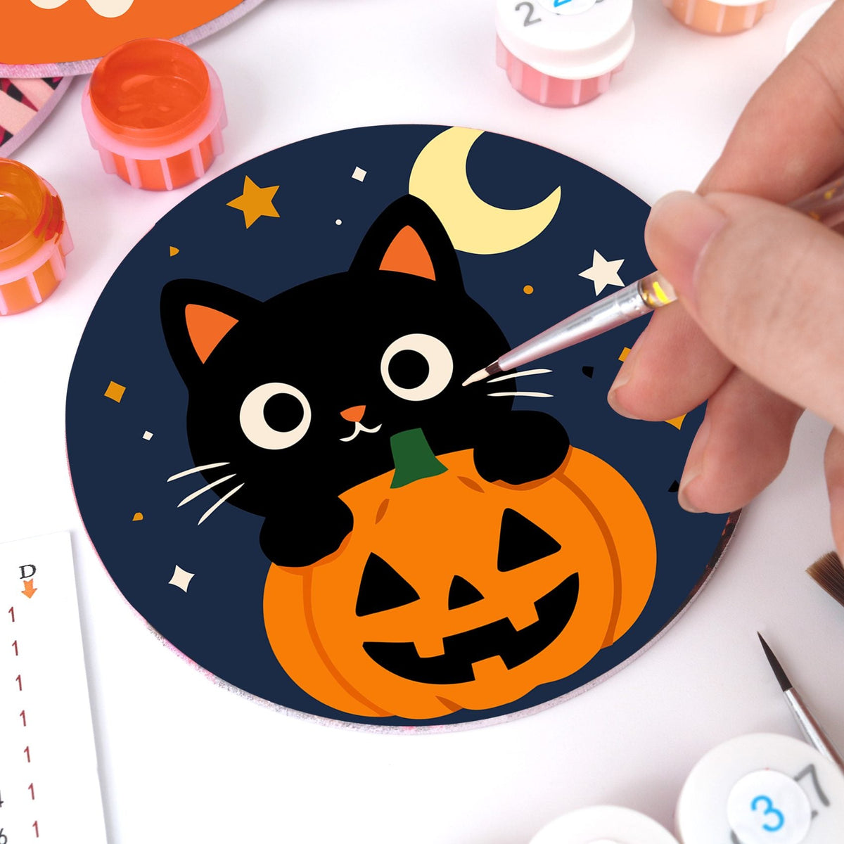 Malen nach Zahlen Untersetzer-Set – Süßes Halloween