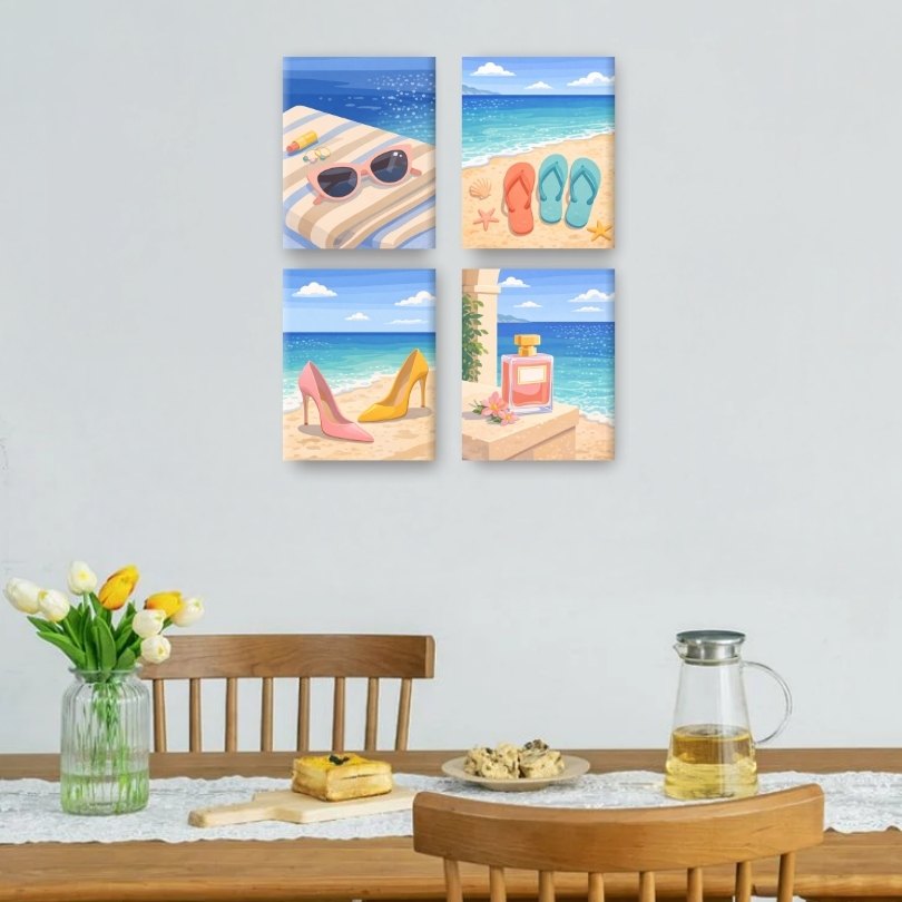 4 Mini-Gemälde | Sommer Set