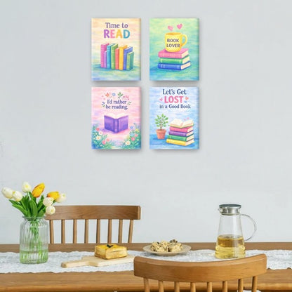 4 Mini-Gemälde | Bunte Bücher Set