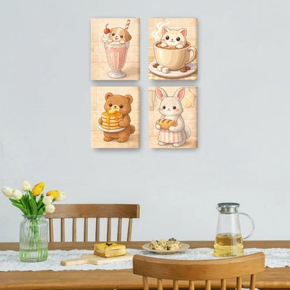 4 Mini-Gemälde | Süße Tiere Set