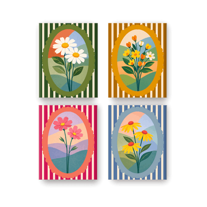 4 Mini-Gemälde | Blumen-Set - Malen nach Zahlen