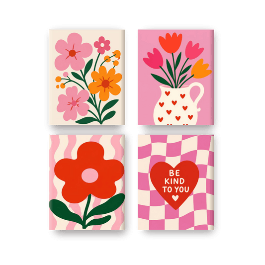 4 Mini-Gemälde | Liebe & Blüte Set - Malen nach Zahlen