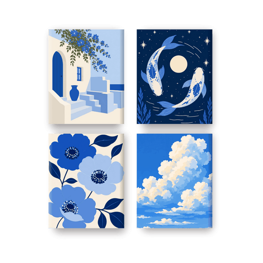 4 Mini-Gemälde | Verträumte Himmel Set - Malen nach Zahlen