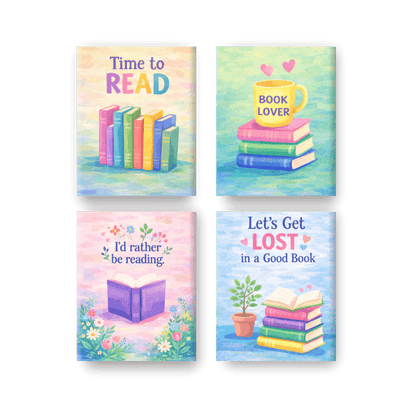 4 Mini-Gemälde | Bunte Bücher Set - Malen nach Zahlen
