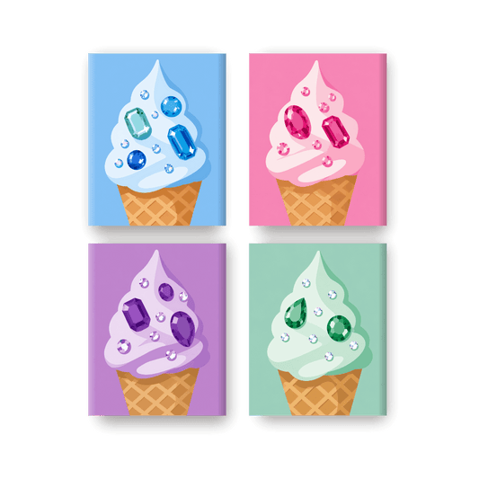 4 Mini-Gemälde | Juwelen-Eiscreme Set - Malen nach Zahlen