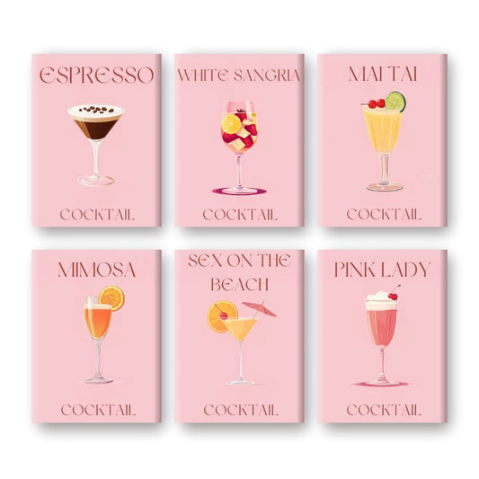 Malen nach Zahlen - Malen nach Zahlen – 6 Mini-Gemälde | Pink Cocktail-Set
