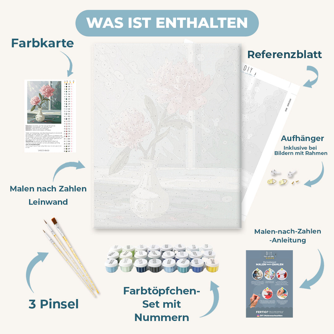 Malen nach Zahlen - Blume im Wasserglas
