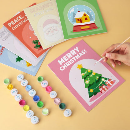 6 Mini-Gemälde auf Holzplatte – Weihnachtsgrüße Set