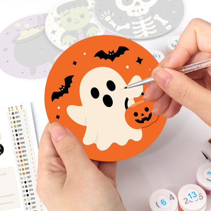 Malen nach Zahlen Untersetzer-Set – Süßes Halloween