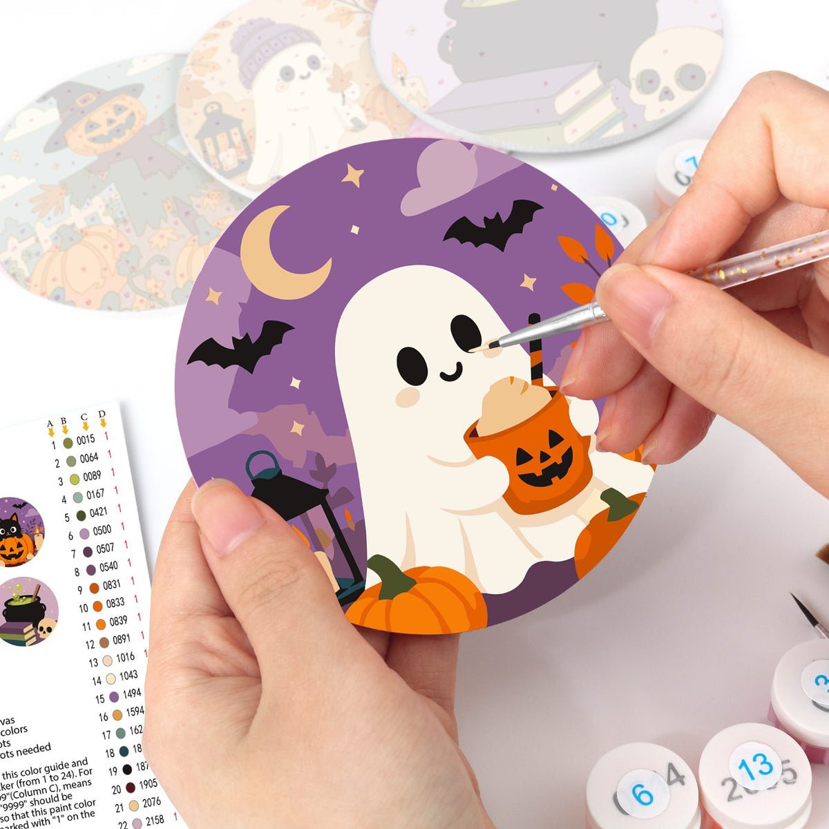 Malen nach Zahlen Untersetzer-Set – Halloween