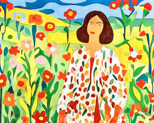 Malen nach Zahlen - Frau im Blumenfeld by Zamart