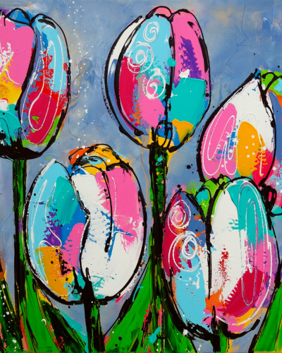 Malen nach Zahlen   Fröhliche Malerei   Tulpen Blau