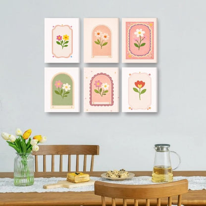 6 Mini-Gemälde | Frühlingsblumen Set