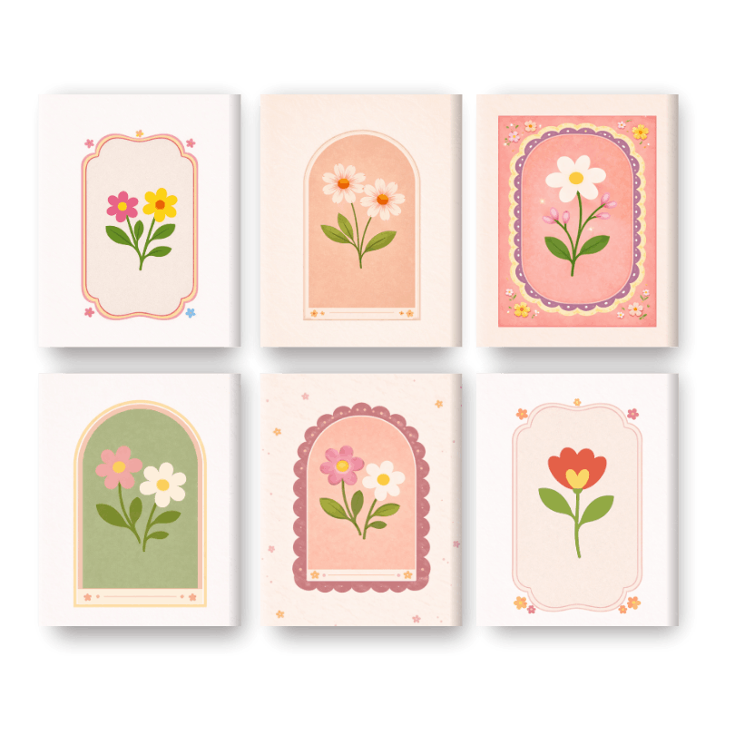 6 Mini-Gemälde | Frühlingsblumen Set - Malen nach Zahlen
