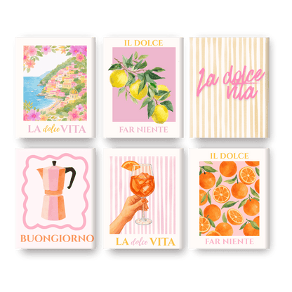 6 Mini-Gemälde | Rosa Dolce Vita Set - Malen nach Zahlen