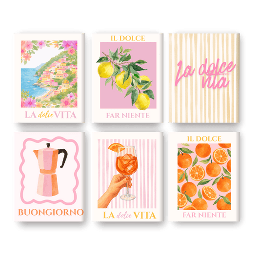 6 Mini-Gemälde | Rosa Dolce Vita Set - Malen nach Zahlen