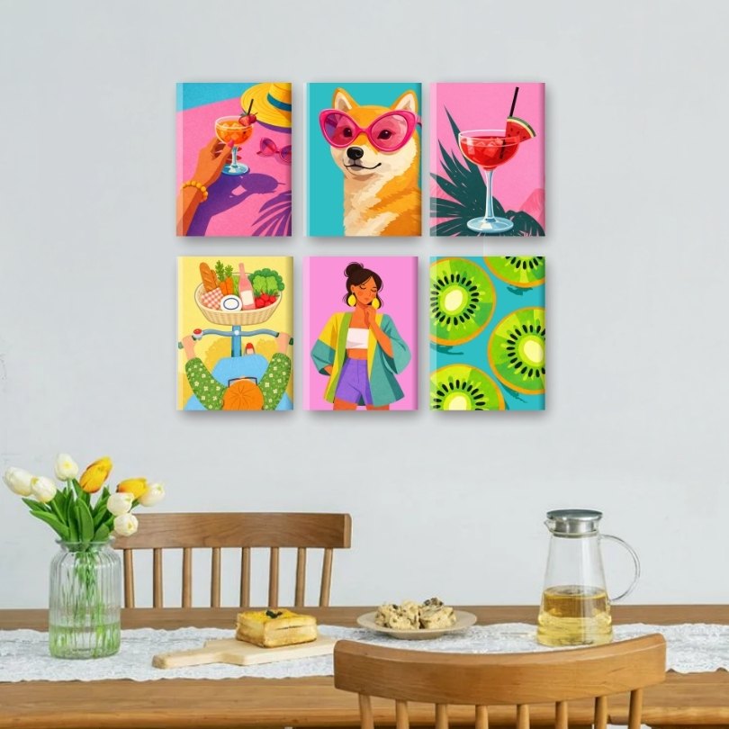 6 Mini-Gemälde | Helles Sommer Set