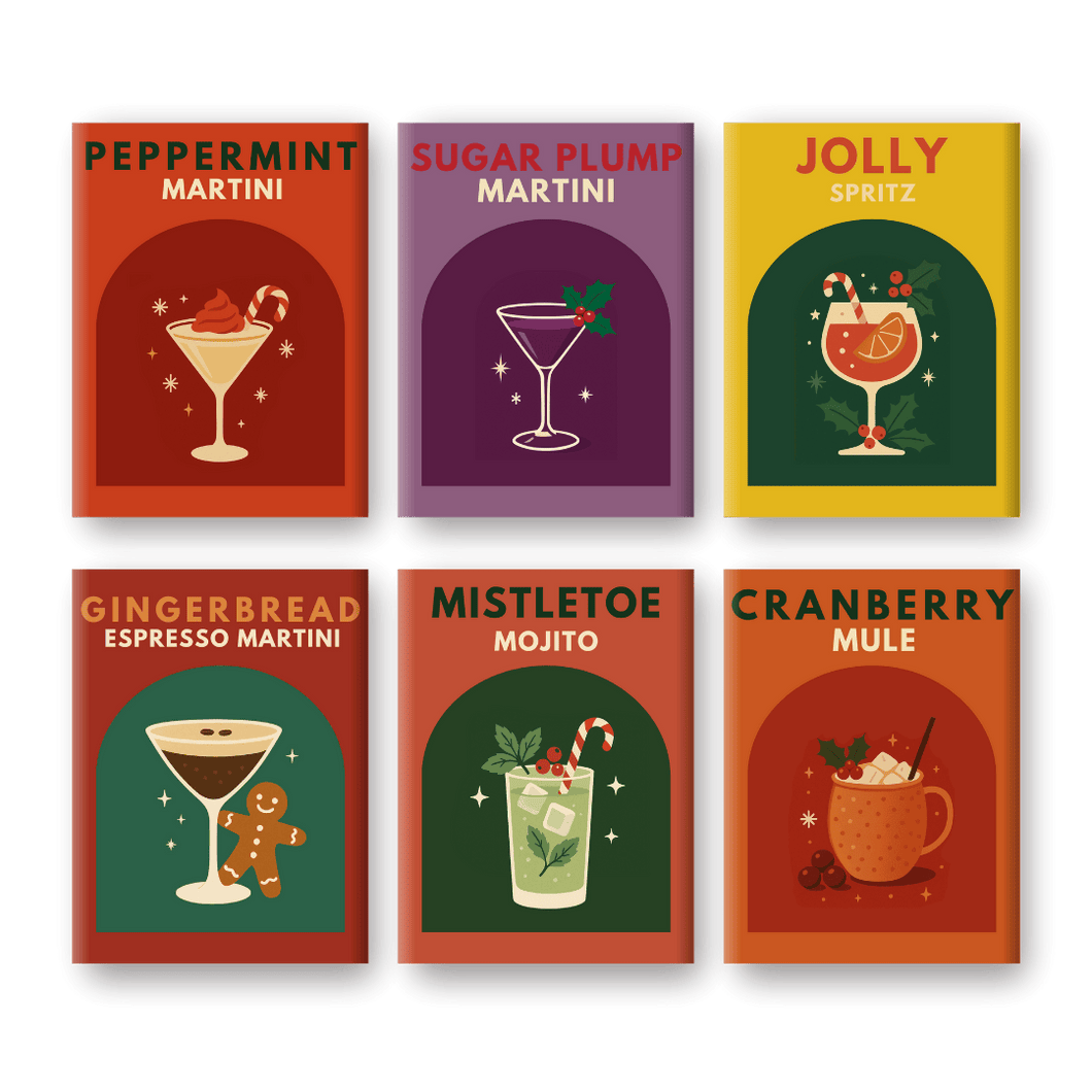 6 Mini Gemälde | Weihnachts Cocktails Set