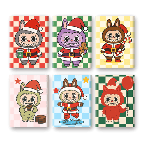 6 Mini-Gemälde | Weihnachtspuppen Set
