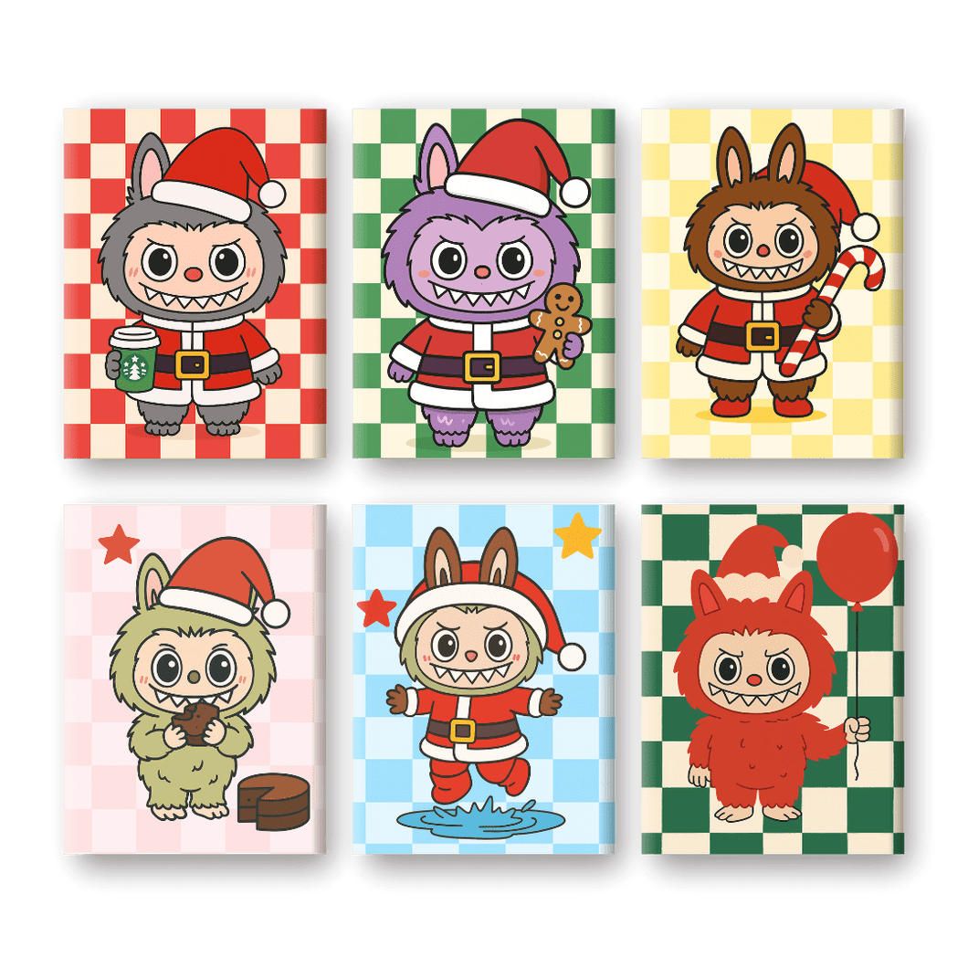 6 Mini Gemälde | Weihnachtspuppen Set