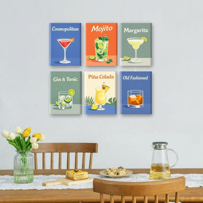 6 Mini-Gemälde | Cocktail Getränke Set