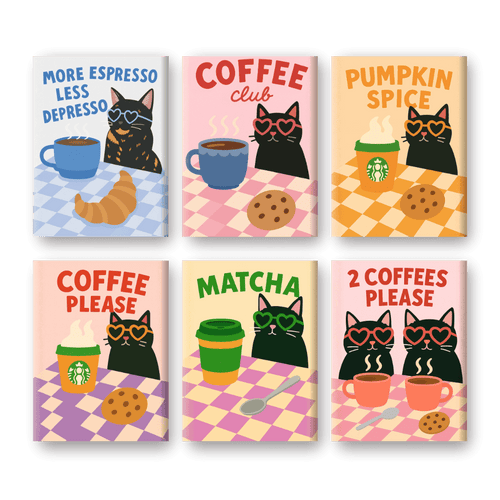 6 Mini-Gemälde | Coffee Club Set