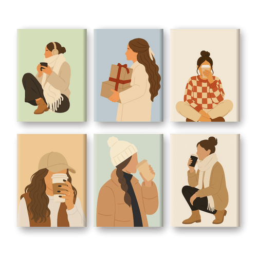 6 Mini-Gemälde | Kaffee-Saison Set