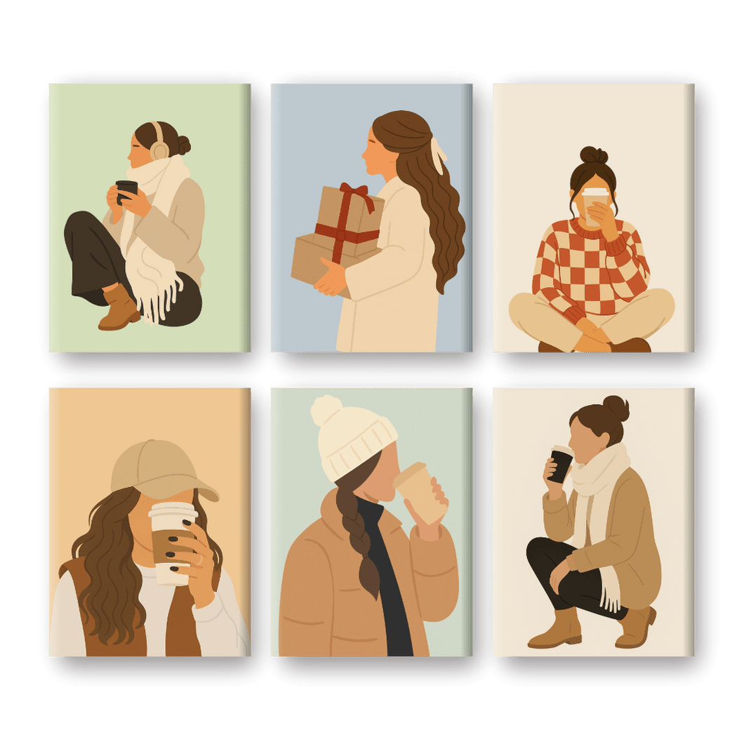 6 Mini Gemälde | Kaffee Saison Set