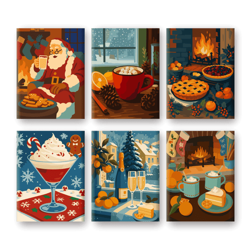 6 Mini-Gemälde | Gemütliche Weihnachten Set