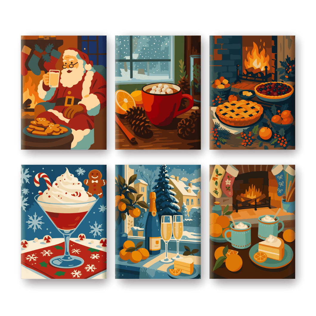 6 Mini Gemälde | Gemütliche Weihnachten Set