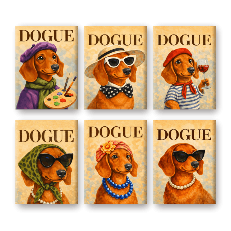 6 Mini-Gemälde | Dogue Set-Malen nach zahlen