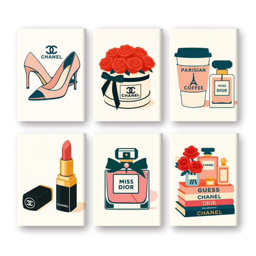 6 Mini-Gemälde | Elegantes Marken Set
