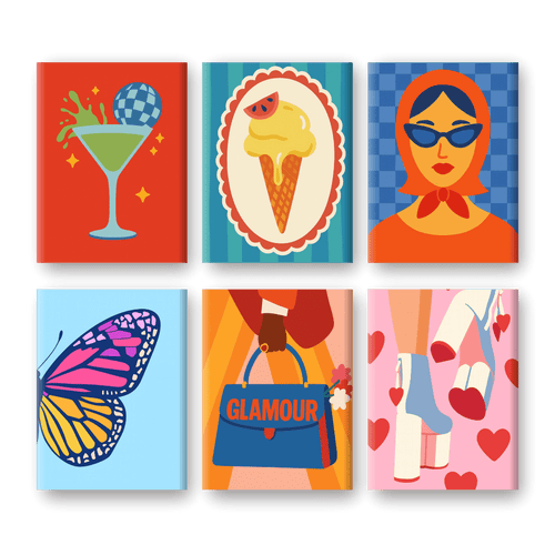6 Mini-Gemälde  | Glamour Set