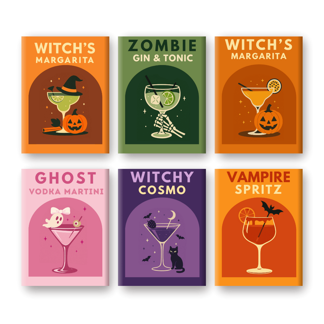 6 Mini-Gemälde | Halloween Cocktails Set-Malen nach zahlen