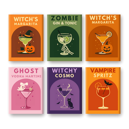 6 Mini-Gemälde | Halloween Cocktails Set-Malen nach zahlen