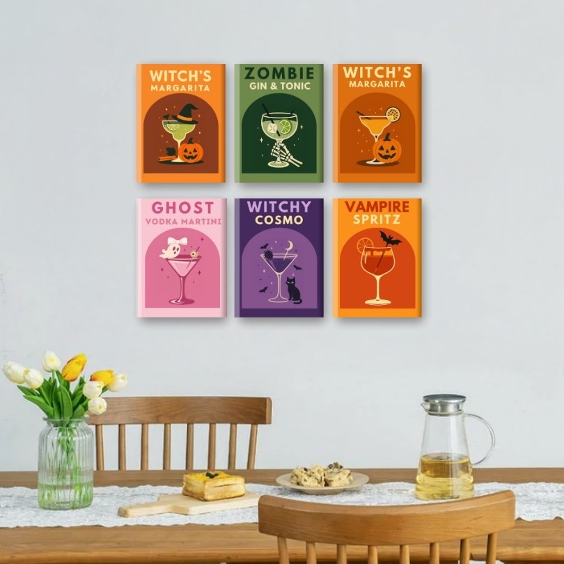 6 Mini-Gemälde | Halloween Cocktails Set