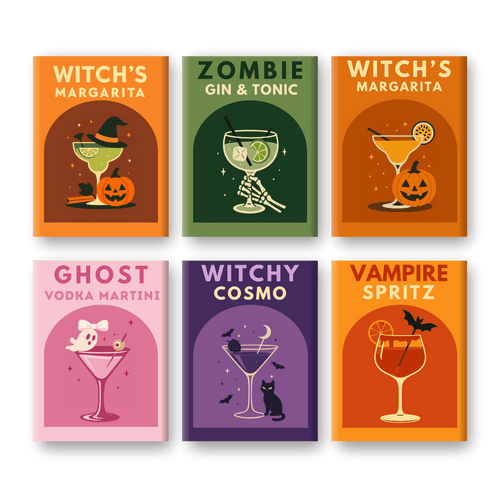 6 Mini-Gemälde | Halloween Cocktails Set