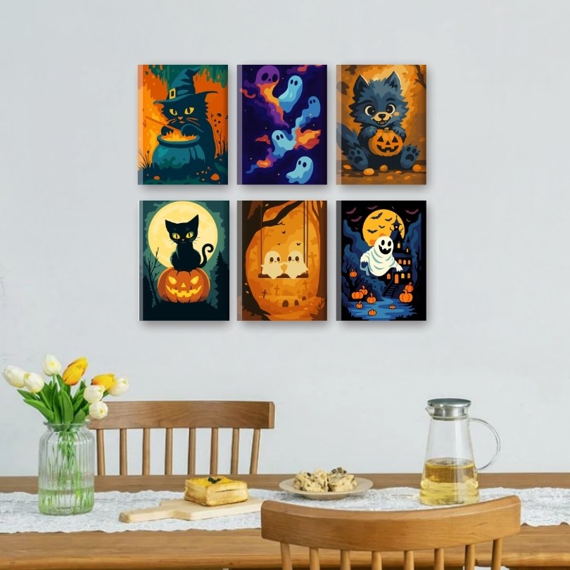 6 Mini-Gemälde | Halloween Vibes Set