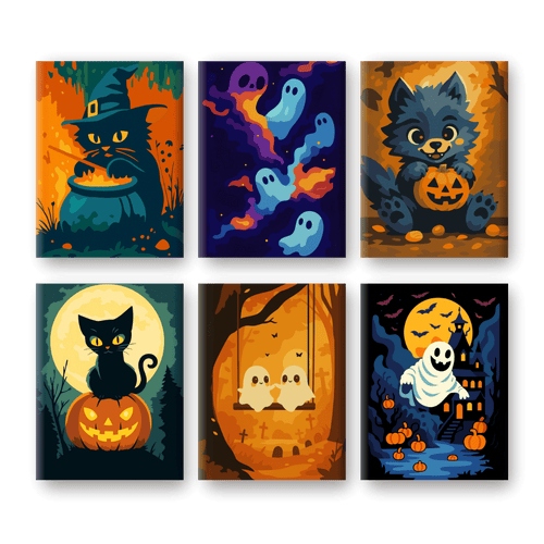 6 Mini-Gemälde | Halloween Vibes Set