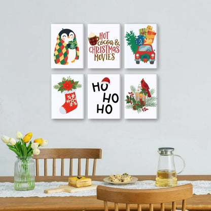 6 Mini-Gemälde | - Ho Ho Ho Weihnachten Set
