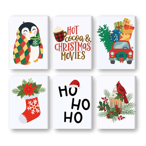 6 Mini-Gemälde | - Ho Ho Ho Weihnachten Set