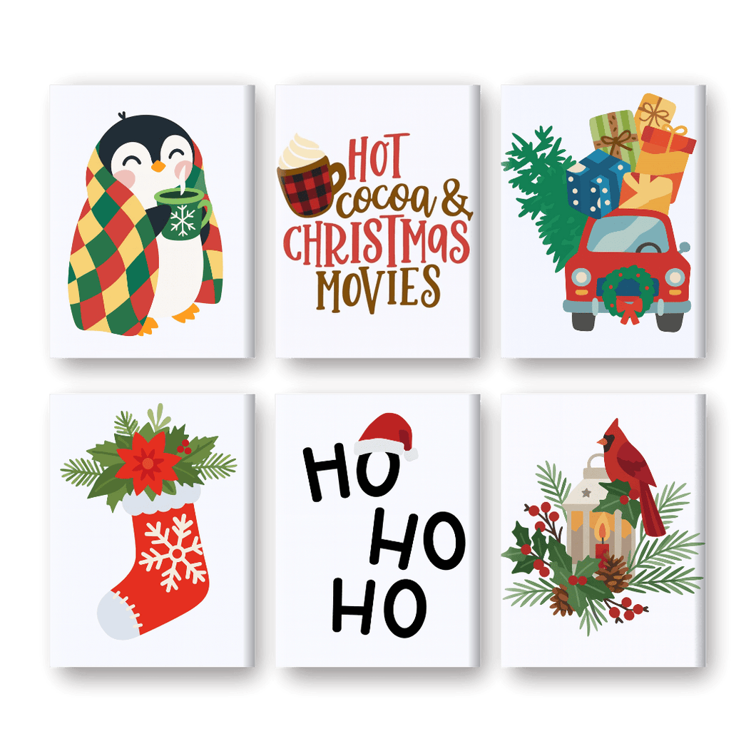 6 Mini Gemälde |   Ho Ho Ho Weihnachten Set